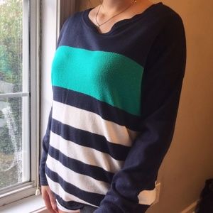 Forever 21 Navy and green striped sweater